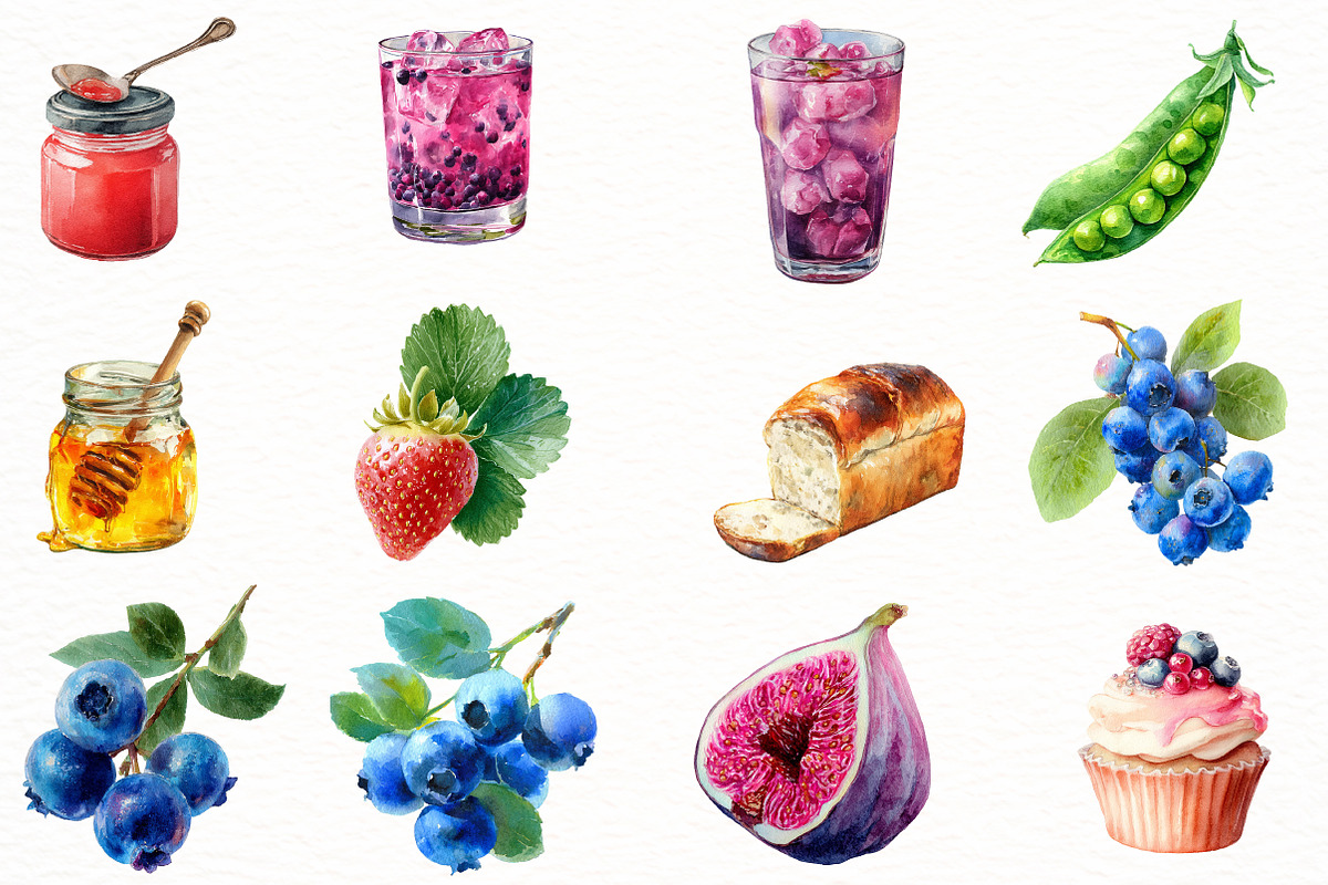 Watercolor Spring Food Clipart, an Illustration by Designworld (Photo 5 of 6)