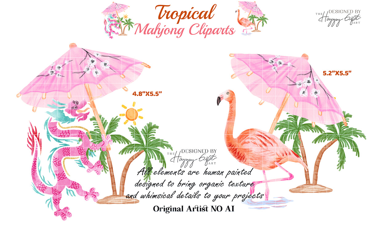 Tropical Mahjong illustrations, a Decorative Illustration by TheHappyGiftArt (Photo 7 of 8)
