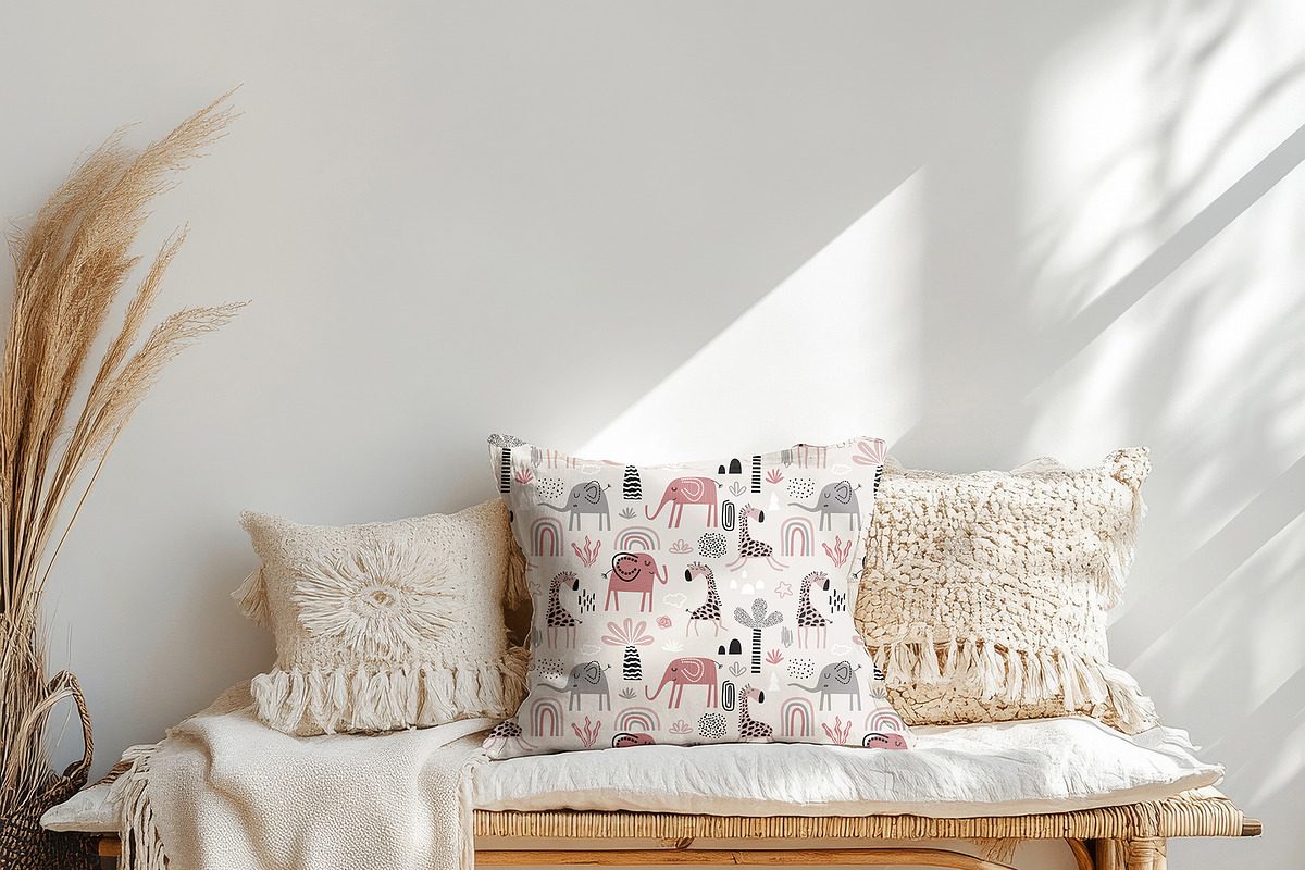 Boho Pillow Mockups bundle PSD, a Household Mockup by GraphicVil (Photo 4 of 9)