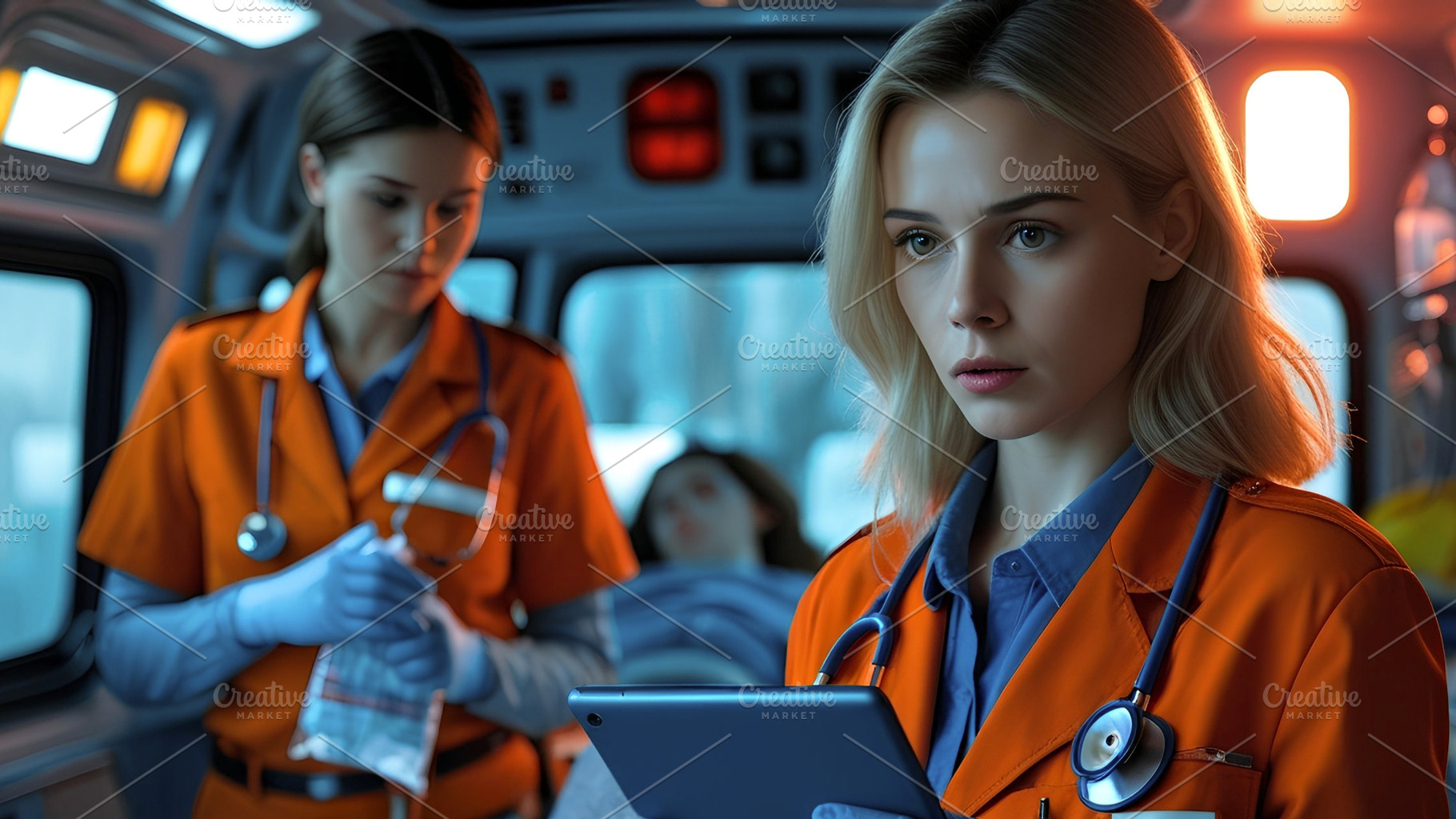 Paramedics Treating Patient Inside A, a Health & Medical Photo by Stock Shape