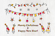 Doodle Christmas elements, a Background Graphic by DikayaMiau (Thumbnail 1 of 3)