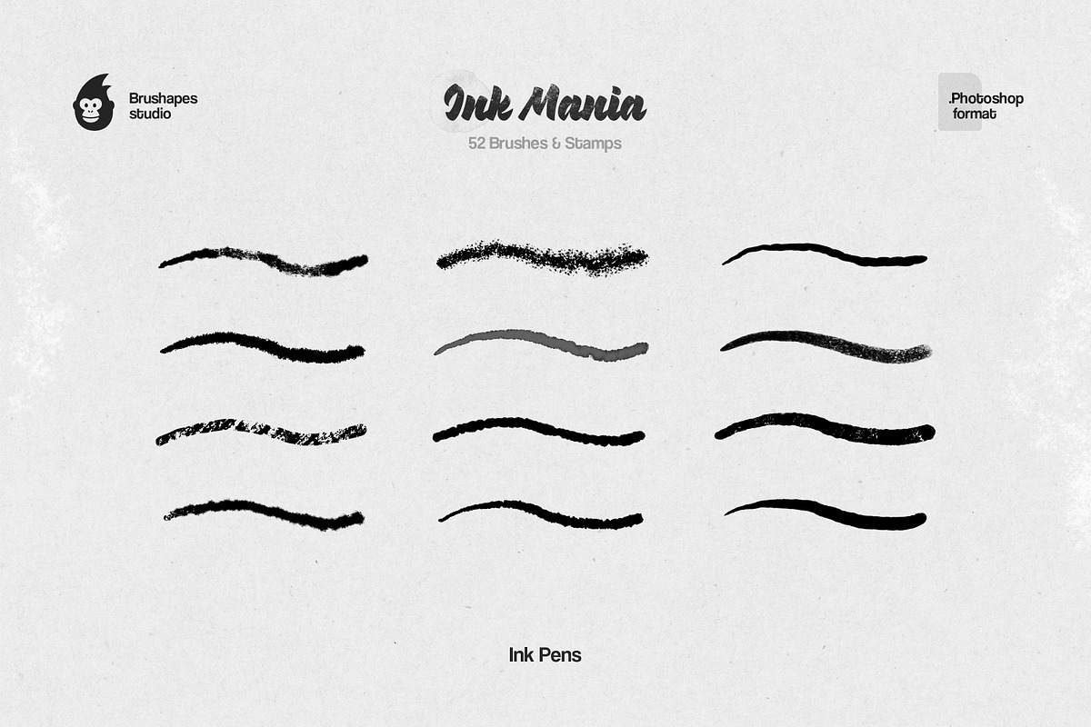 Ink Mania Photoshop Brushes, a Brush Add-On by brushapes.com (Photo 5 of 10)