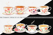 Spring Tea Clipart, a Graphic by Artnoy (Thumbnail 2 of 5)