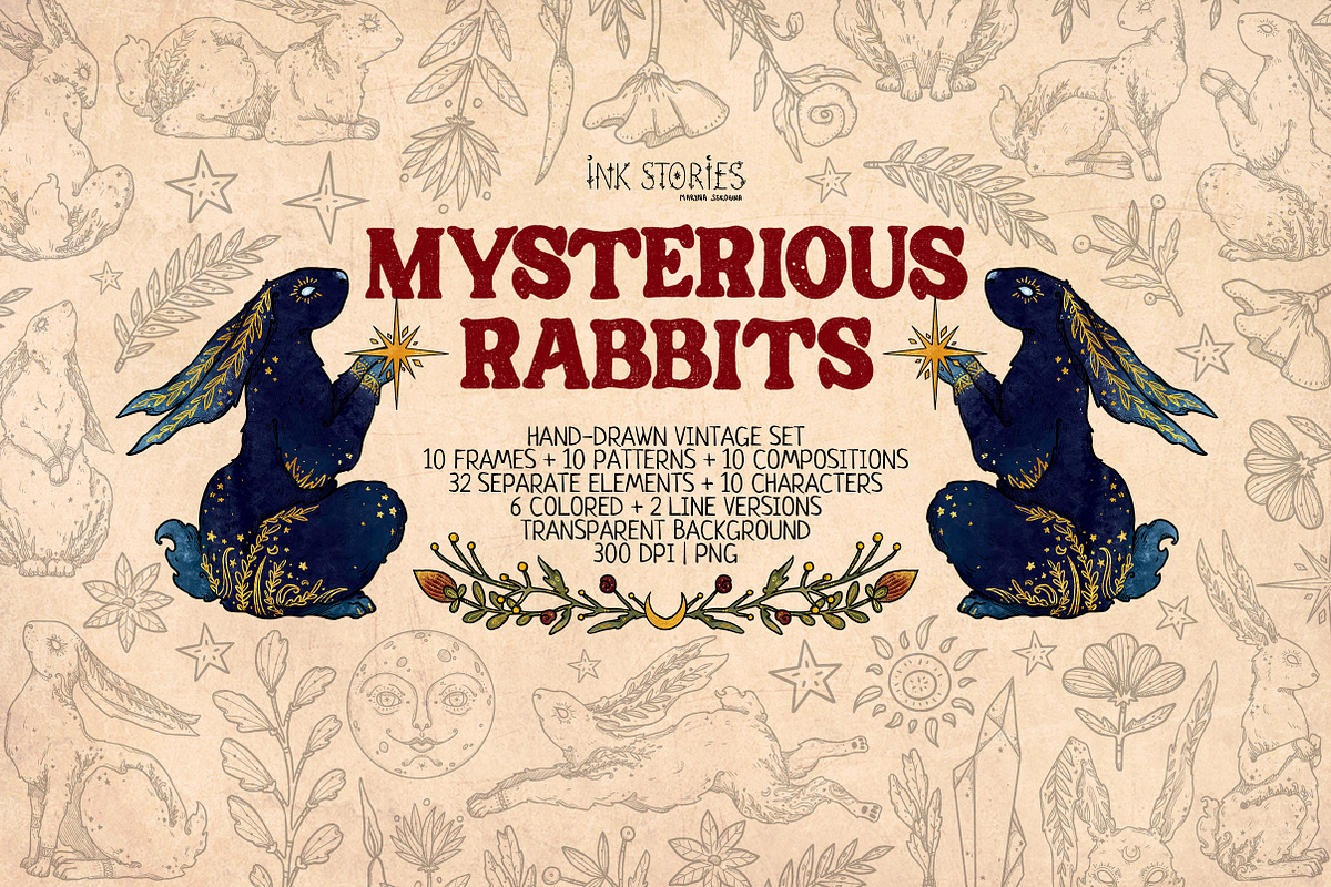 Mysterious Rabbits, an Animal Illustration by Ink Stories (Photo 1 of 29)