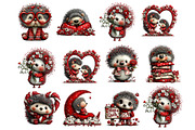 Whimsical Valentine Hedgehog Clipart, an Illustration by DreamArtGraphic (Thumbnail 3 of 4)