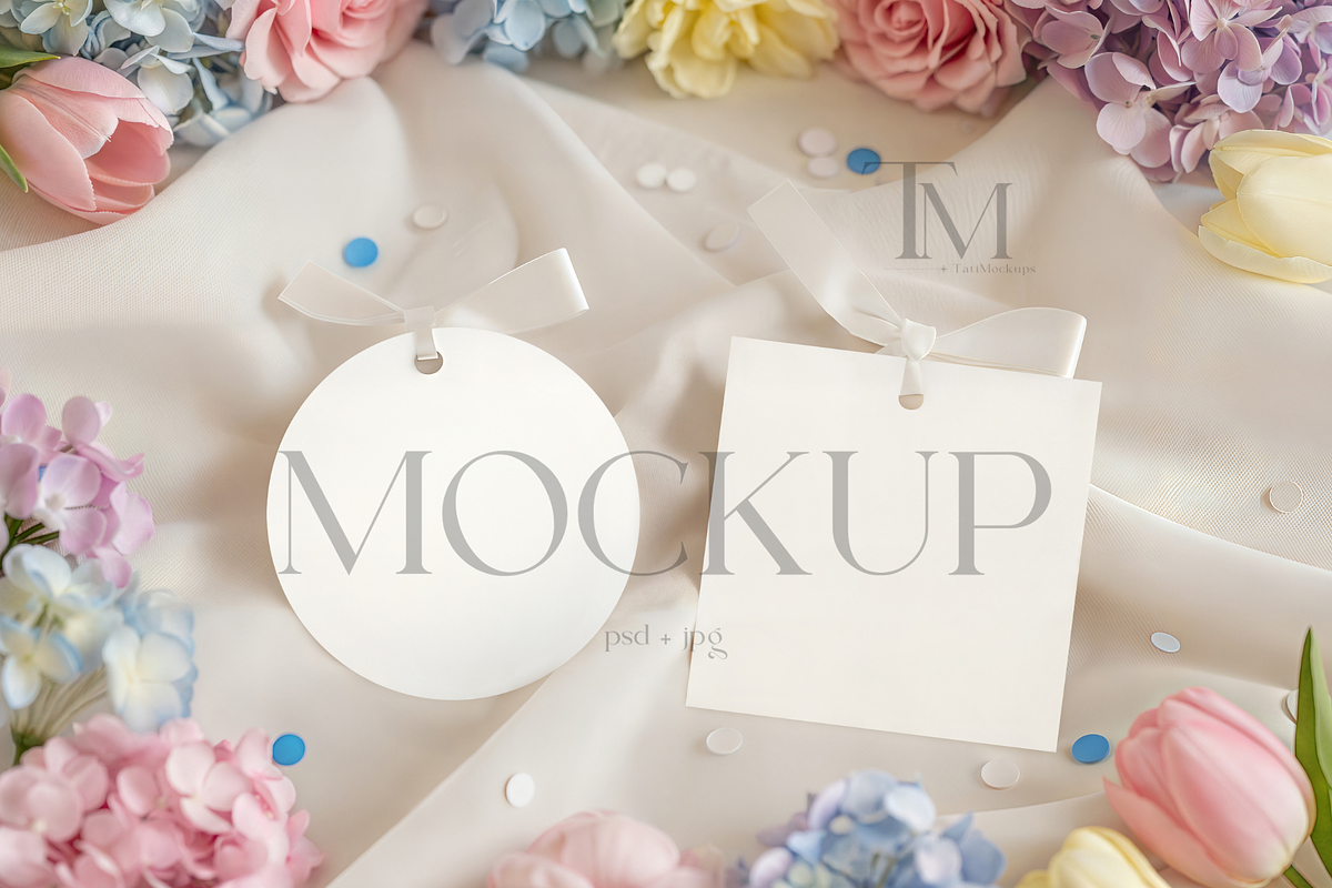 Spring Pastel Floral Gift Tag Mockup, a Product Mockup by TatiMockup (Photo 1 of 4)