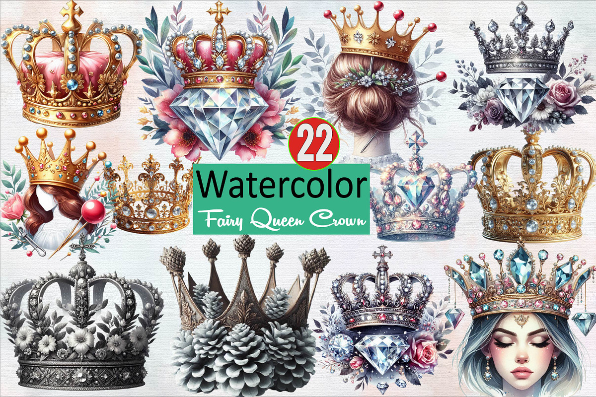 Fairy Queen Crown Sublimation Clipar, an Illustration by SVGArt (Photo 1 of 7)