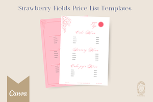Strawberry Fields Price List, a Stationery Template by the Studio Libran