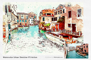 Watercolor Urban Sketcher PS Action, an Action Add-On by SlideSalad (Thumbnail 5 of 21)