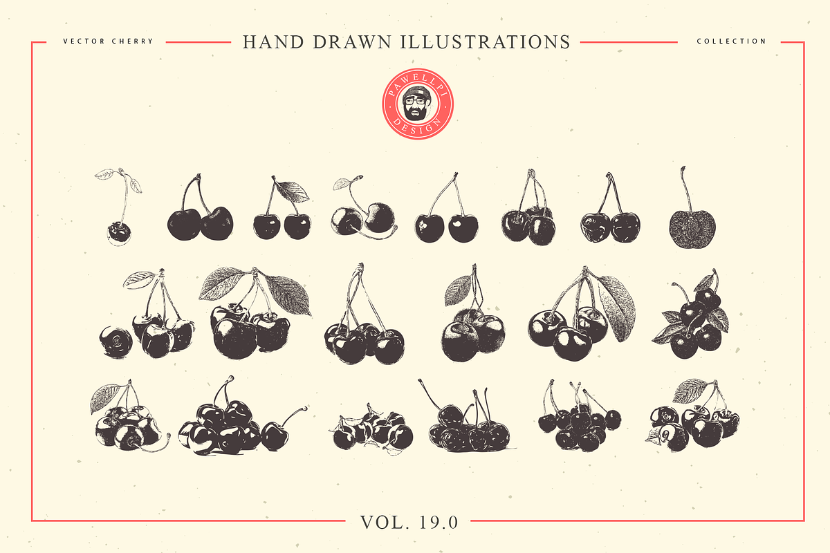 VECTOR CHERRY HAND DRAWN BUNDLE v18, a Food Illustration by pawellpi (Photo 5 of 5)