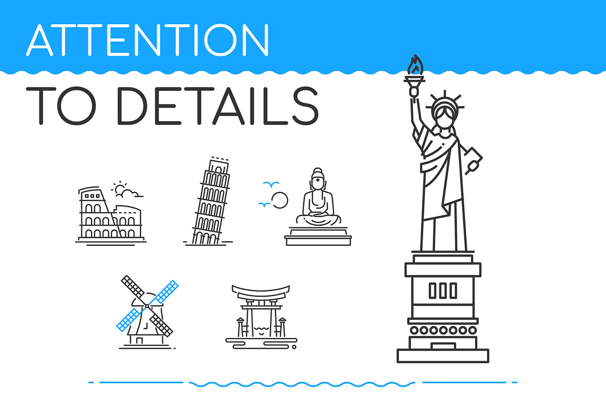 Line Design Landmarks Icons Set, an Outline Icon by Boyko Pictures (Photo 4 of 9)