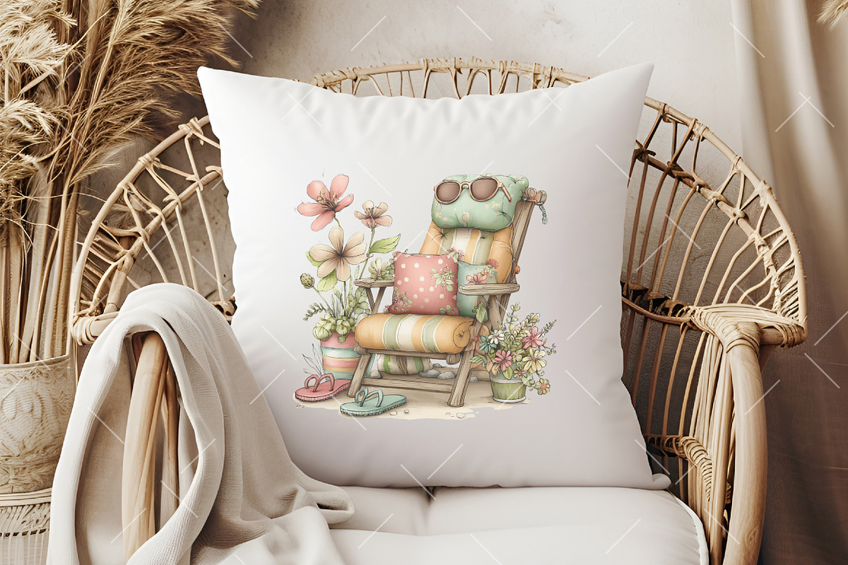Whimsical Summer Beach Chair Clipart, an Illustration by OK Design (Photo 5 of 6)