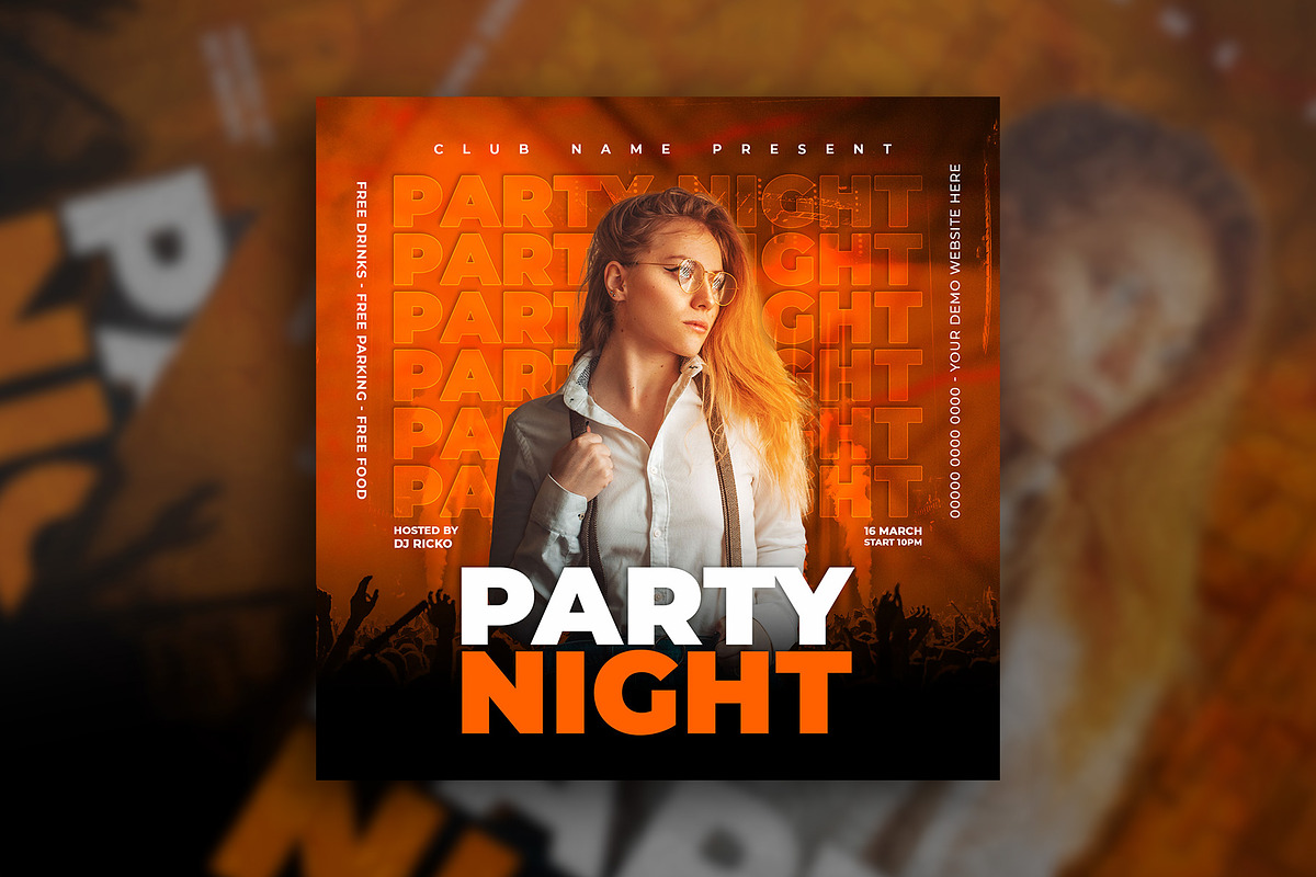 Night club party flyer post template, a Social Media Template by Tanmoy Topu (Photo 7 of 11)
