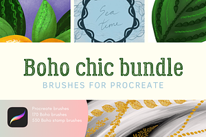 Boho brushes set with stamps