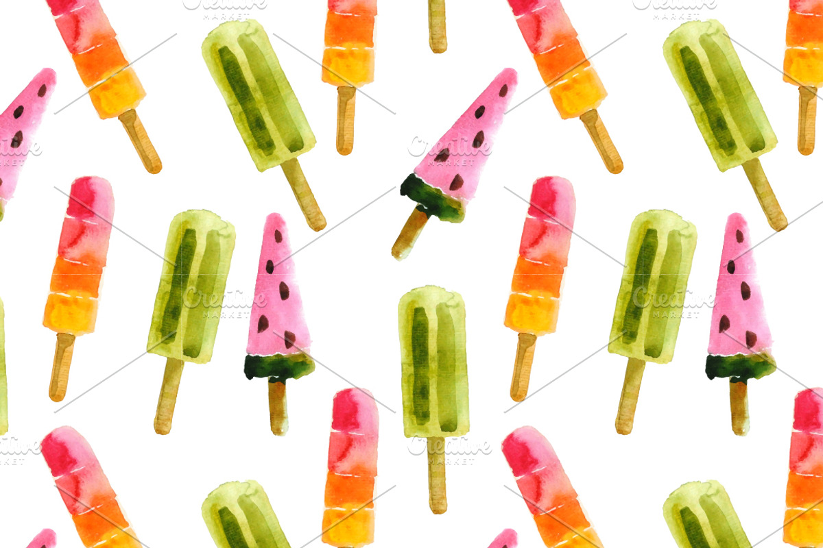 Ice cream watercolors, a Pattern Graphic by handsketched (Photo 5 of 6)