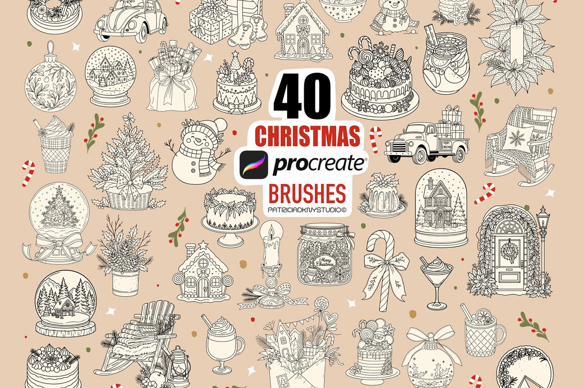 Christmas brushes for Procreate, a Brush Add-On by PDknyStudio (Photo 1 of 5)