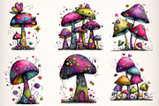 Whimsical Mushroom Clipart Bundle, an Illustration by Dream Creation (Thumbnail 2 of 8)