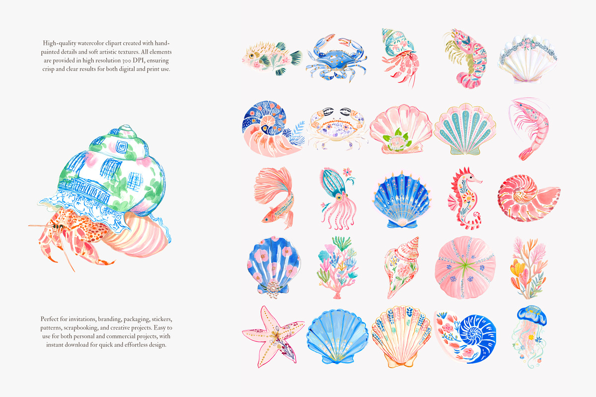 Preppy coastal clipart set, a Decorative Illustration by Patishop Art (Photo 2 of 15)