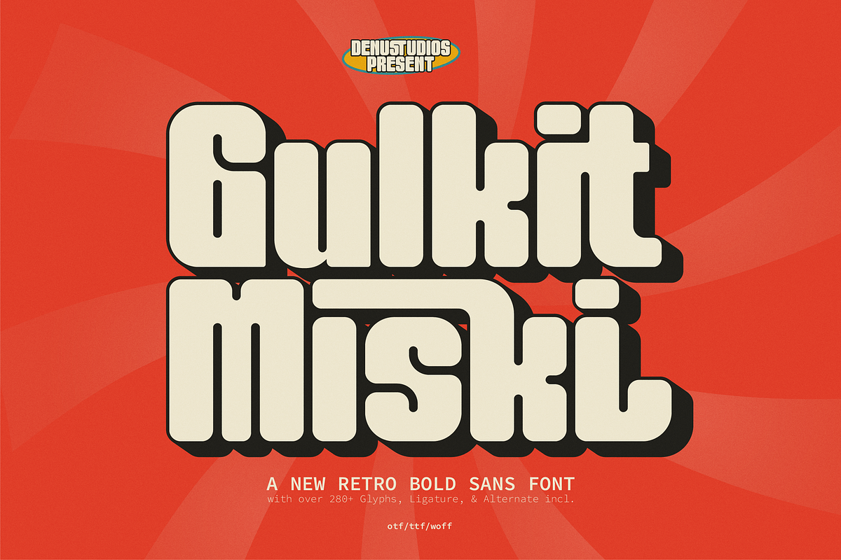 Gulkit Miski | Retro Bold Sans Serif, a Sans Serif Font by Denustudios (Photo 1 of 12)