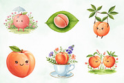 Watercolor Cute Peaches Garden Fruit, an Illustration by Creative Art (Thumbnail 3 of 10)