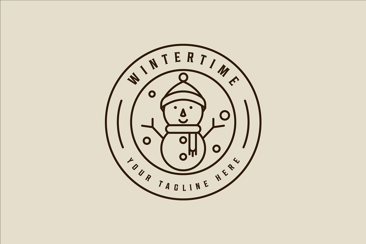 winter snowman logo vector line art, a Branding & Logo Template by zyxroun shop