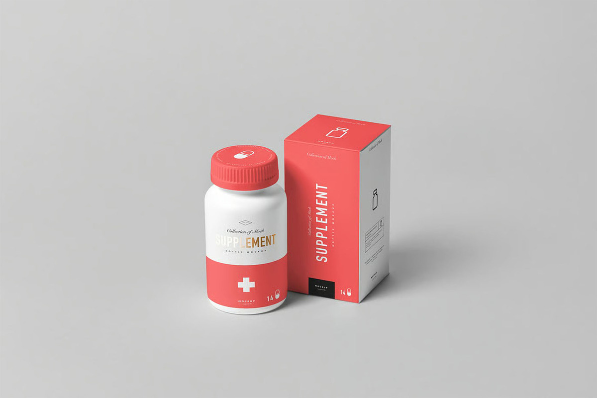 Supplement Jar & Box Mock-up, a Product Mockup by zippypixelstudio (Photo 6 of 12)