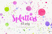 Watercolor splatters paint splashes, a Texture Graphic by FOXYdigitalart (Thumbnail 2 of 12)