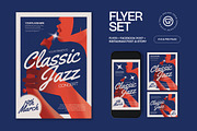 Blue Vintage Jazz Classic Flyer Set, a Flyer Template by graphicook (Thumbnail 1 of 3)