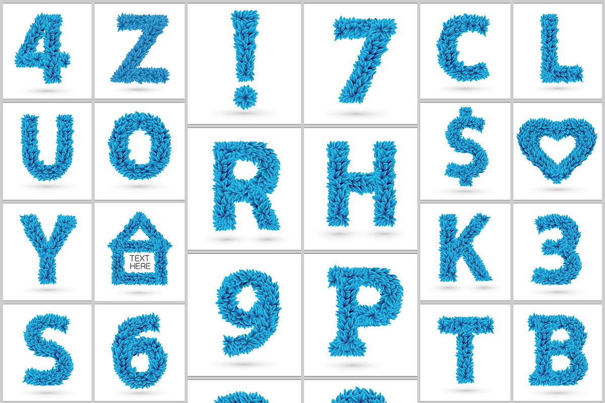 Blue frozen leaves font preview 2