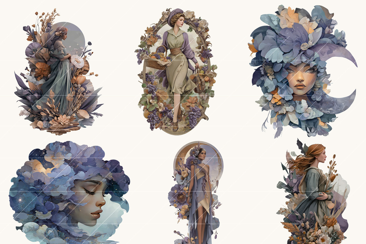 Virgo Lady Clipart Bundle, a Person Illustration by BusyDaydesign (Photo 4 of 9)
