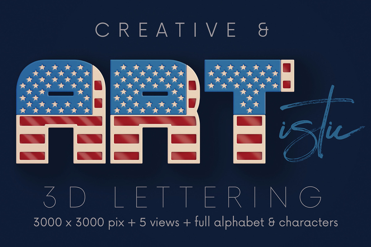 USA Flag - 3D Lettering, a Graphic by MIIM (Photo 5 of 7)