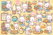 Kawaii Pastel Bunny Autumn Cafe, an Animal Illustration by Blumensdiary (Thumbnail 2 of 7)