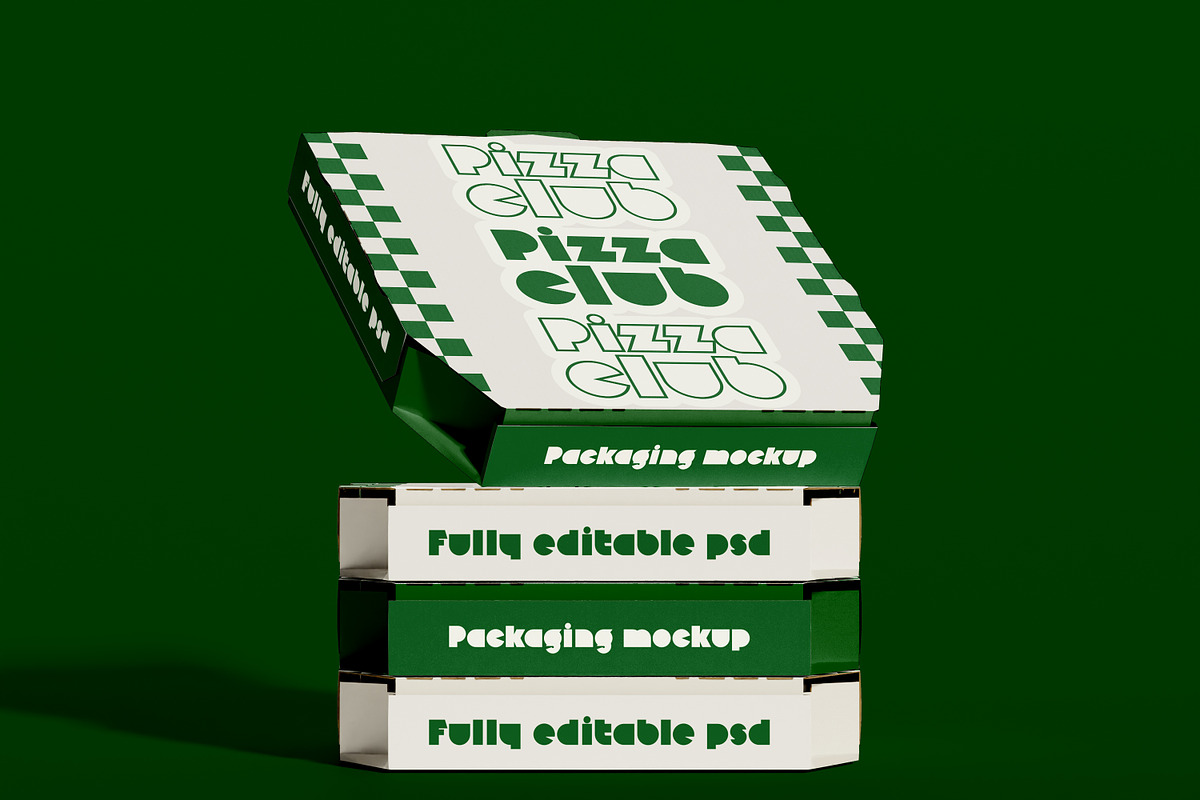 Delivery Pizza Boxes Mockup, a Packaging Mockup by Mego-studio