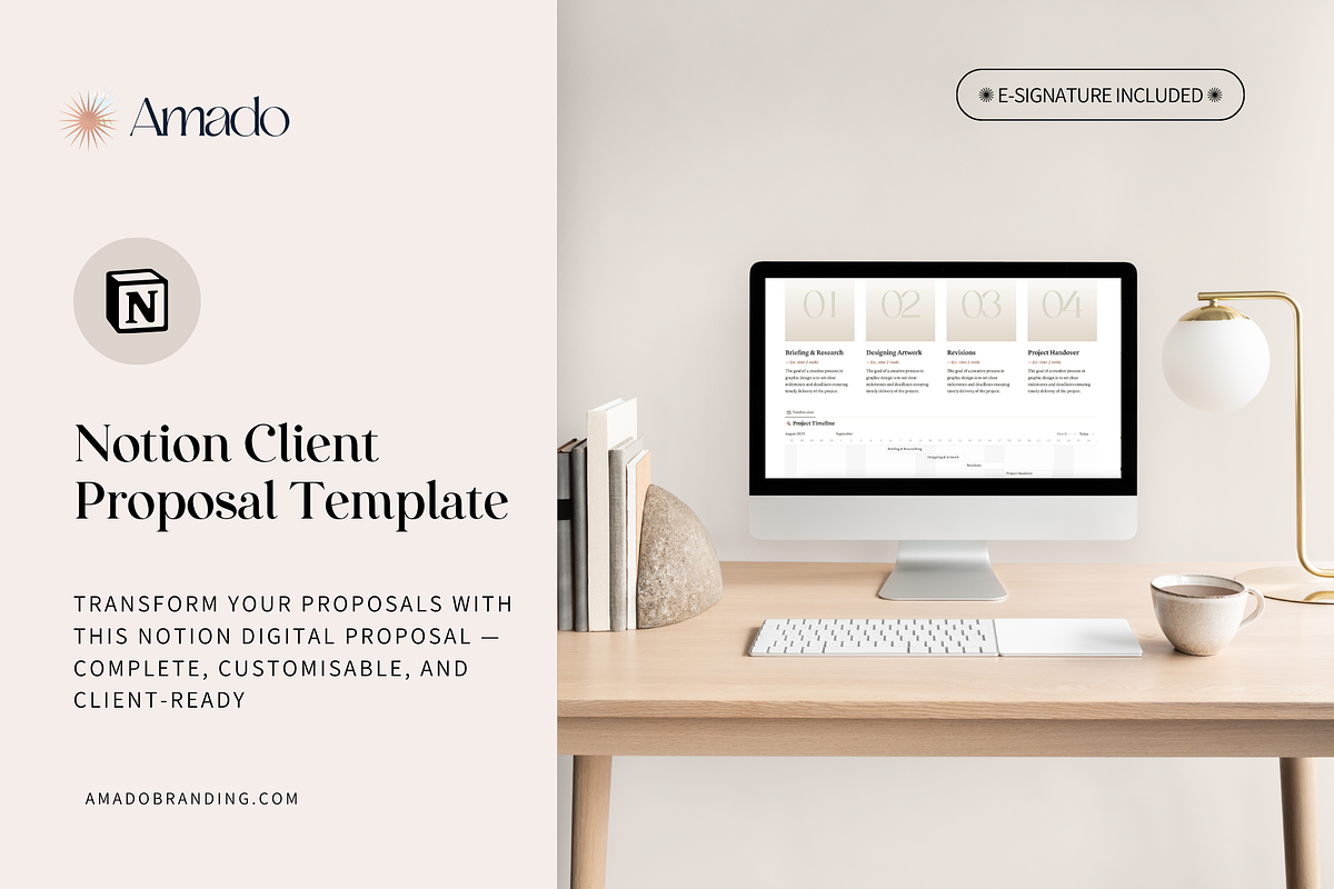 Notion Project Proposal Template, a Marketing Template by Amado Brand Design Studio (Photo 1 of 5)