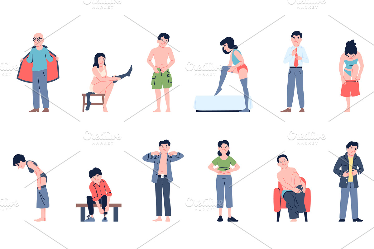Dressing undressing characters, a Person Illustration by LadadikArt