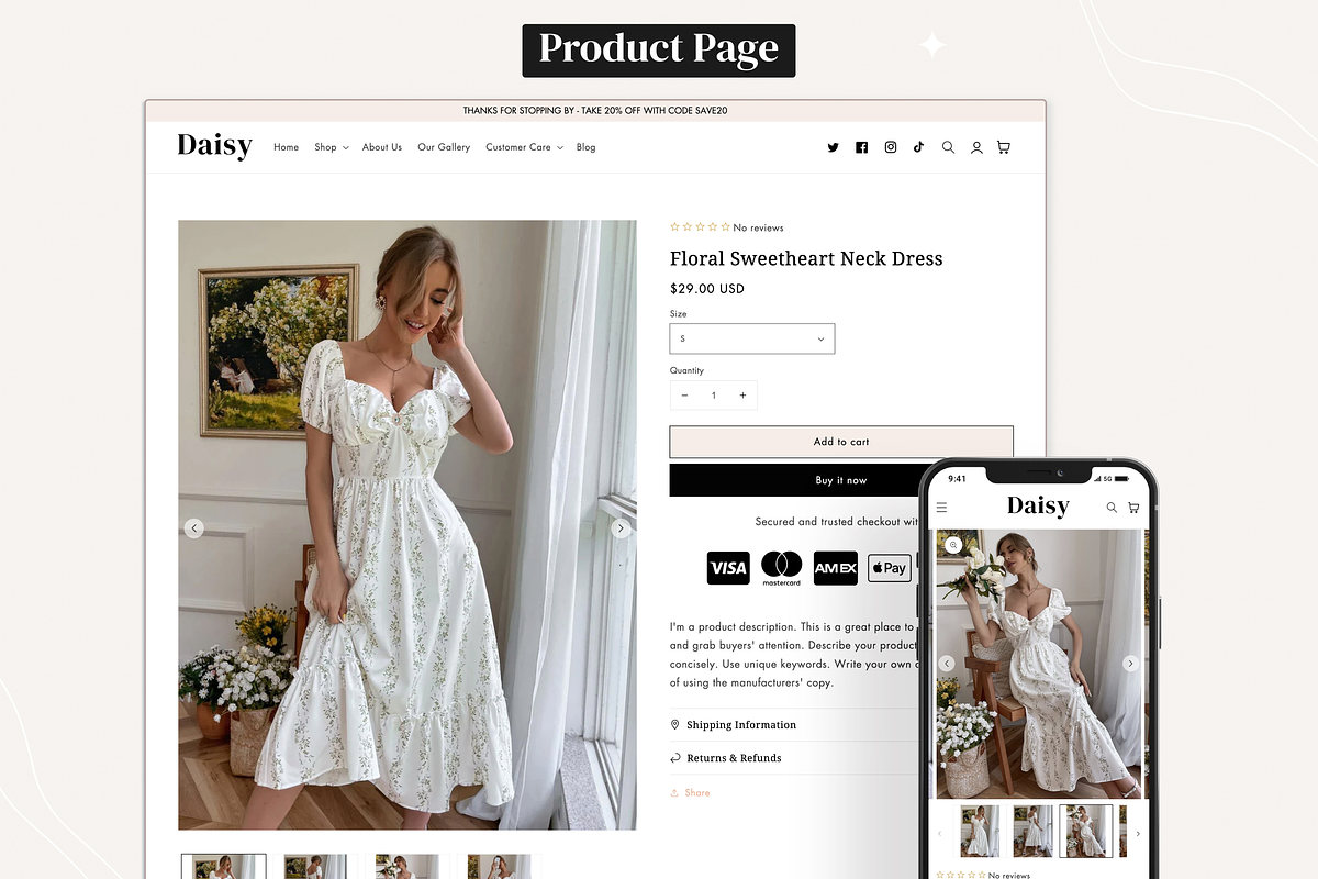 Daisy - Boutique Shopify Theme, a Shopify Template by InspiredTheme (Photo 2 of 9)