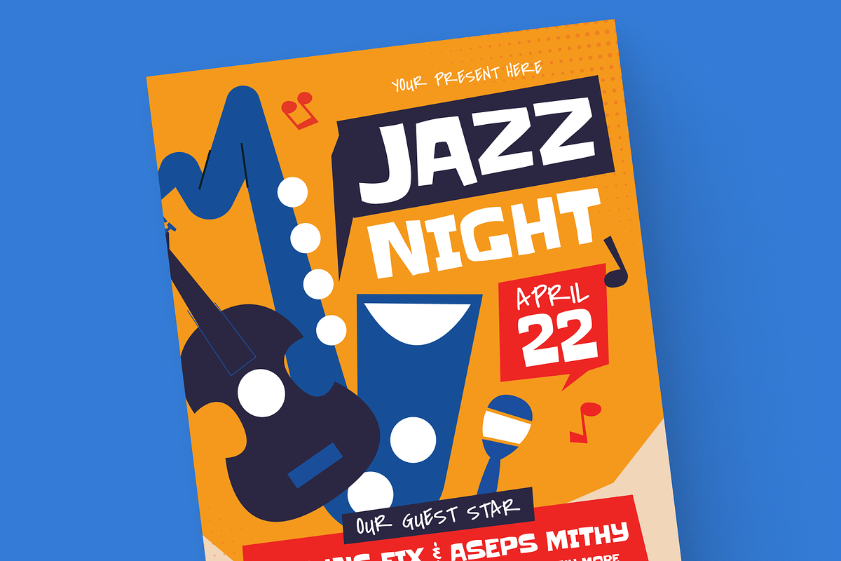 Jazz Night Party Flyer, a Flyer Template by MMPixelCraft (Photo 4 of 4)