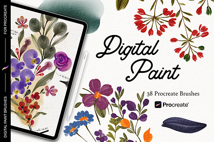 Digital Paint brushes for Procreate, a Brush Add-On by Patternish