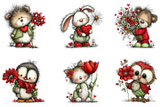 Valentine Animals with Flower Clipar, an Illustration by Dream Creation (Thumbnail 7 of 7)