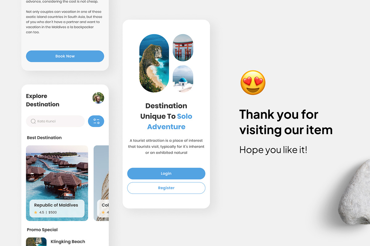 Excursion - Traveling App, an UI Kit Template by Panen Creative (Photo 3 of 3)