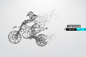 Silhouettes of a motocross rider