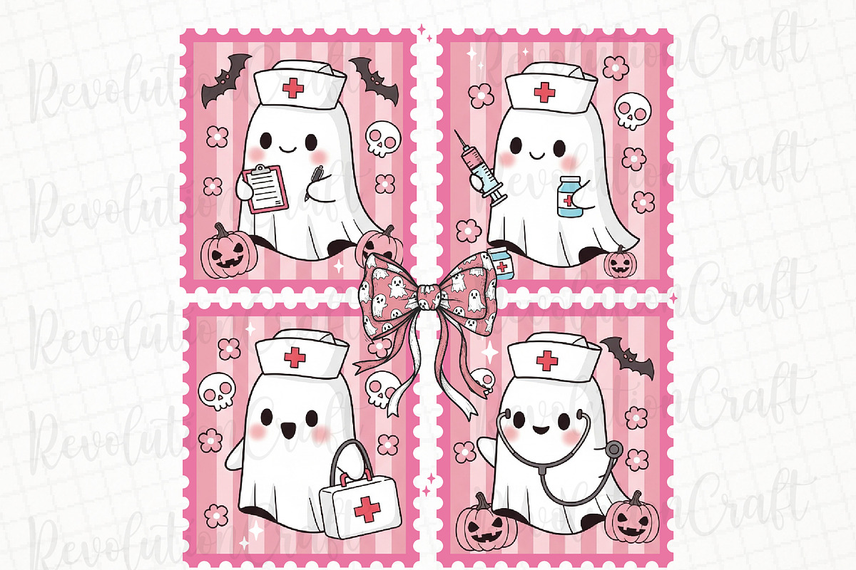 Coquette Pink Nurse Ghost Halloween, an Illustration by OK Design (Photo 1 of 4)