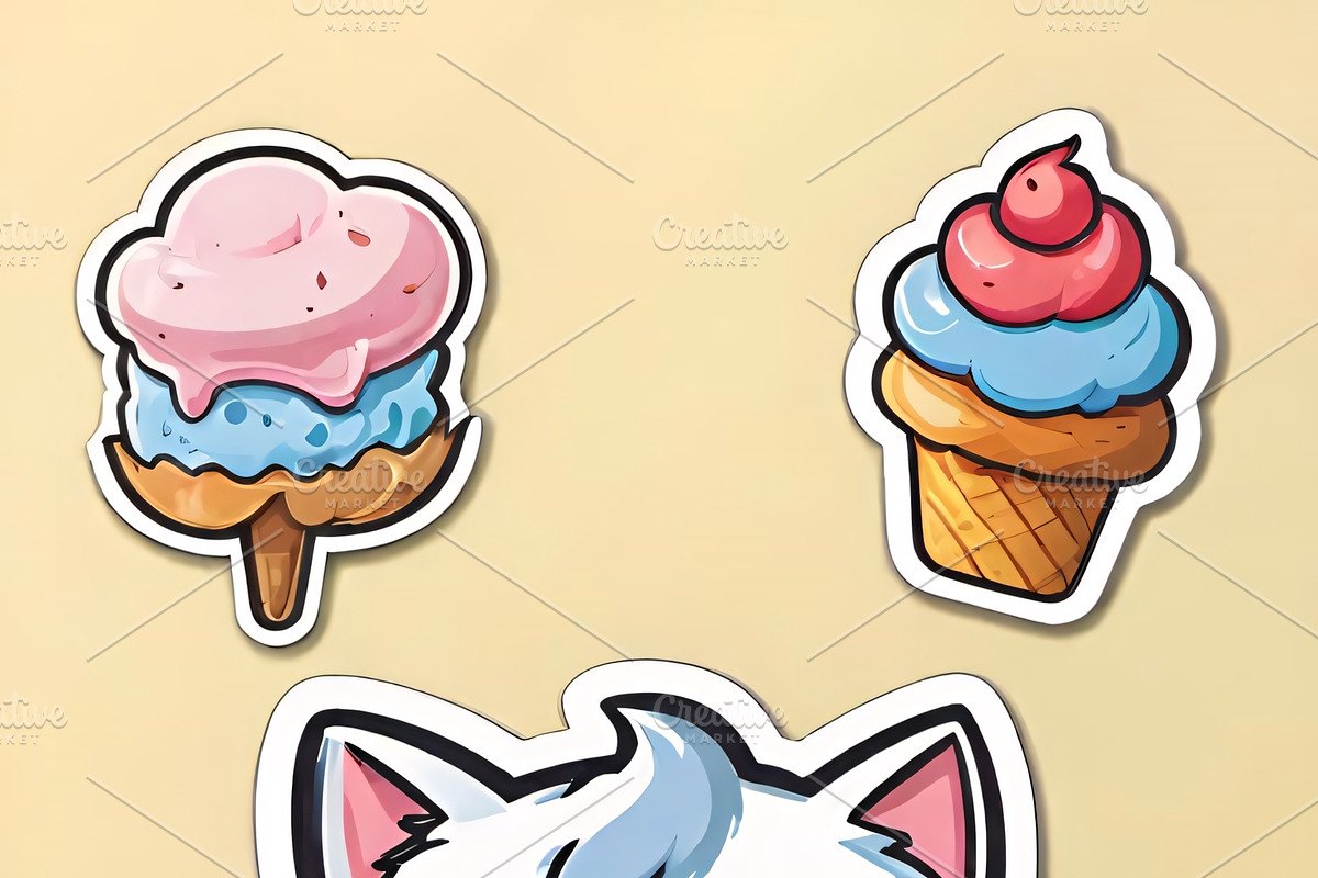 “Cute Cats & Ice Cream” bundle, an Illustration by ETARA by Mea Hau (Photo 5 of 8)