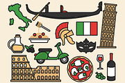 Italy Set Outlined & Colored, an Outline Icon by DeniseUytiepo (Thumbnail 2 of 5)