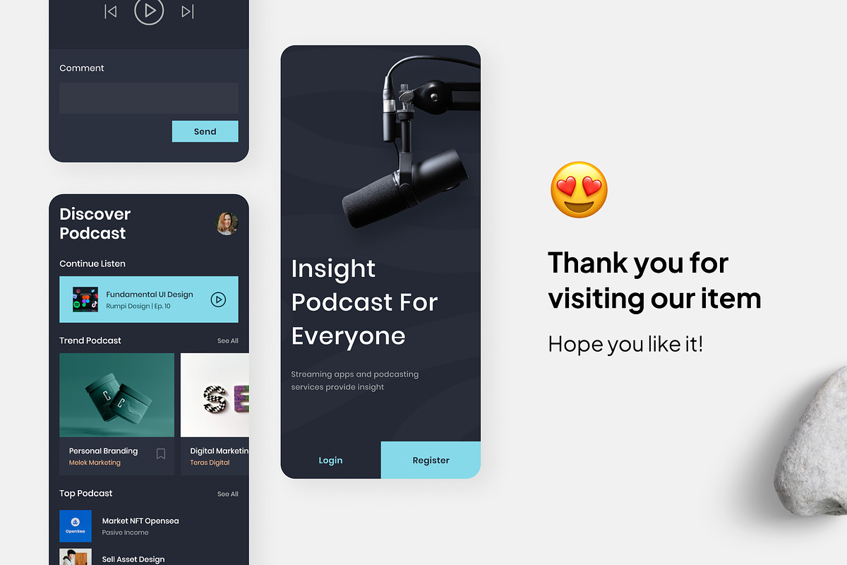 Eshitish - Podcast App Design, an UI Kit Template by Panen Creative (Photo 3 of 3)