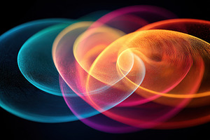Glowing abstract swirl of light on dark background, an Abstract Photo by AlyaAnd