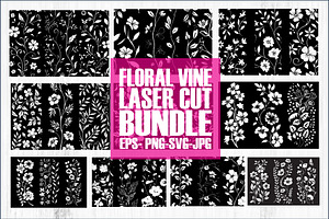 Floral Vine Laser Cut Bundle, a Graphic by jahid234