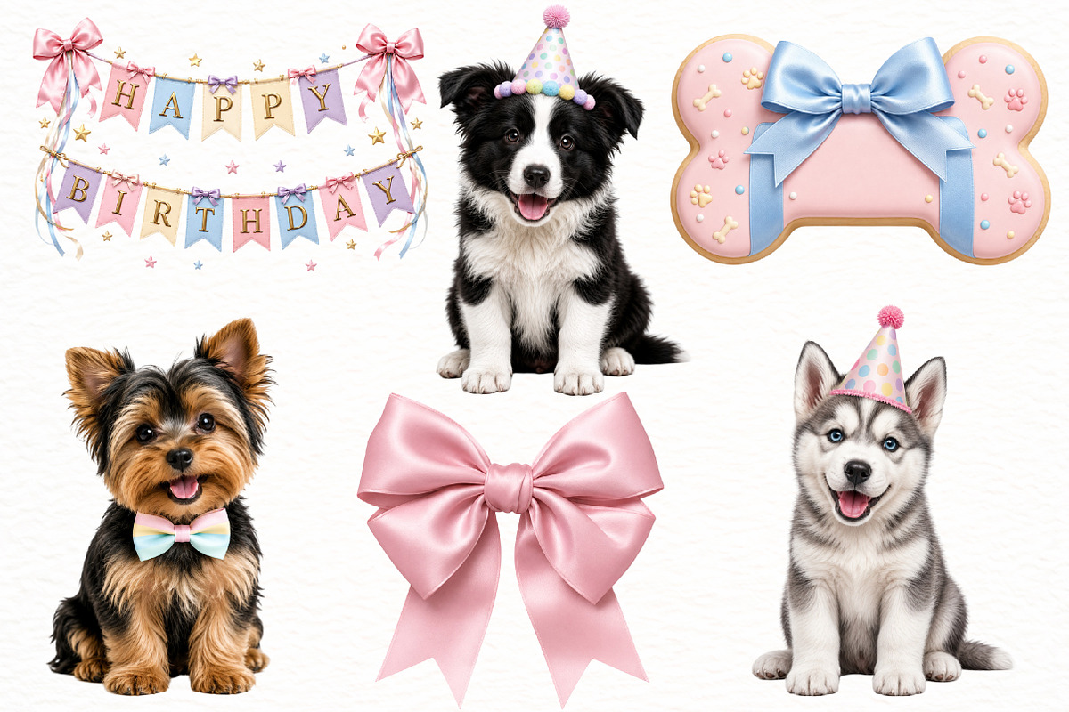 Dog Breeds Birthday Party Clipart, a Seasonal Illustration by Designworld (Photo 2 of 5)