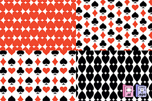 4 Playing Card Suits Patterns, a Pattern Graphic by MISS CHATZ