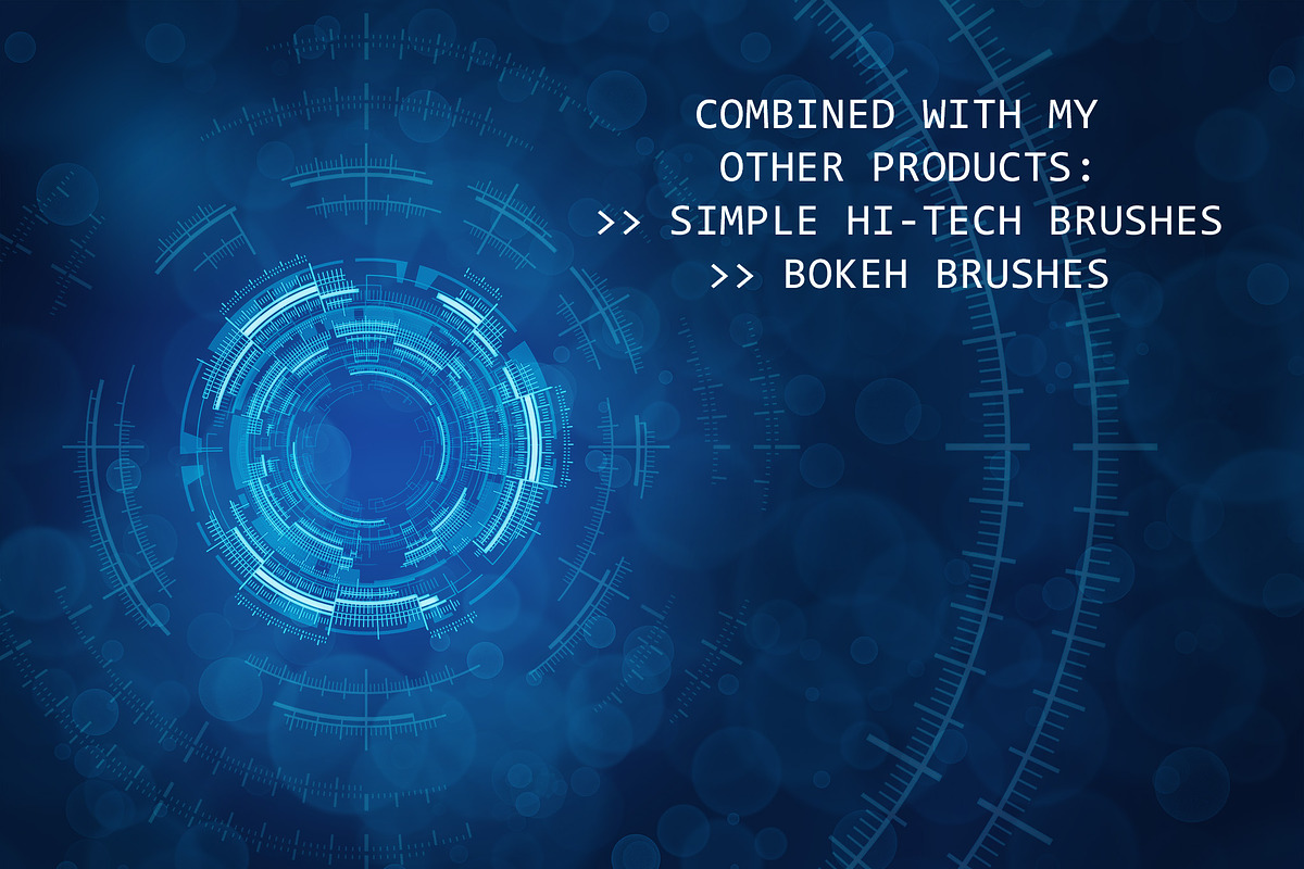 52 Complex Futuristic Circle Brushes, a Brush Add-On by xresch (Photo 6 of 15)